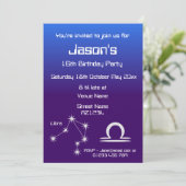 Personalisierte Zodiac Libra Galaxie Party Einladu Einladung (Stehend Vorderseite)