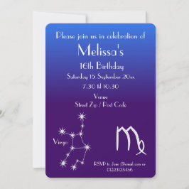 Personalisierte Zodiac Virgo Galaxie-Party Einladu Einladung