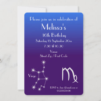 Personalisierte Zodiac Virgo Galaxie-Party Einladu Einladung