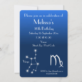 Personalisierte Zodiac Virgo Galaxie-Party Einladu Einladung
