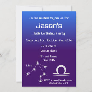 Personalisierte Zodiac Waage Galaxie Party-Einladu Einladung
