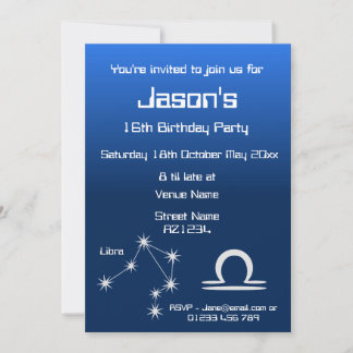Personalisierte Zodiac Waage Galaxie Party-Einladu Einladung