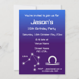 Personalisierte Zodiak Waage Galaxie Party-Einladu Einladung
