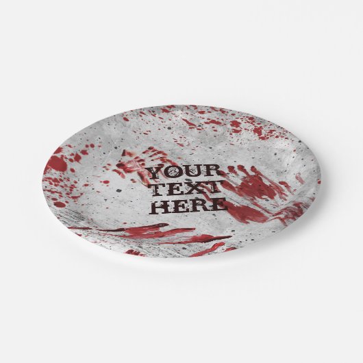Personalisierte Zombie-Blutpapier-Teller Pappteller (Schrägansicht)
