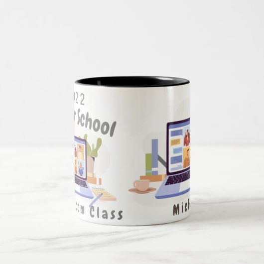 Personalisierte Zoom-Tasse der Pioneer School 2022 Zweifarbige Tasse (Mittel)