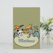 Personalisierte Zootiere Briefpapier (Stehend Vorderseite)