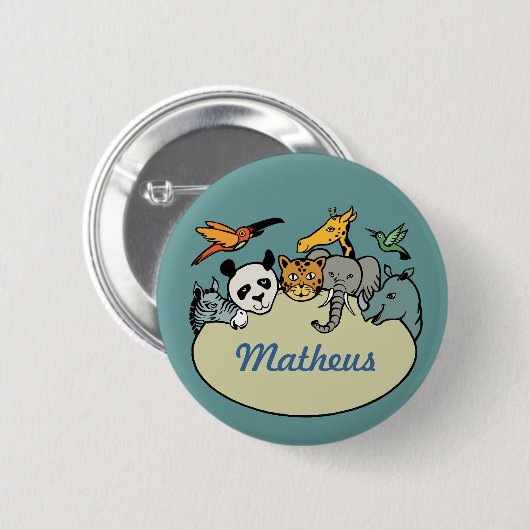 personalisierte Zootiere Button (Vorne & Hinten)