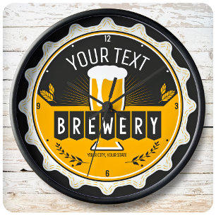 Personalisierte Zuhause Brauerei Bierbrauerei Bar Große Wanduhr