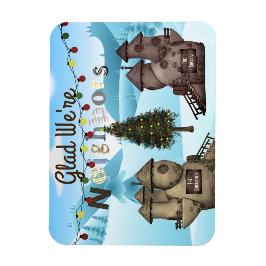 Personalisierte Zuhause "Glad We are Neighbors" Ur Magnet (Vertikal)