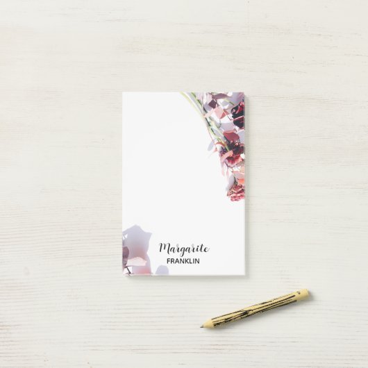 Personalisierte Zuhause Office Pink & Lila Florals Post-it Klebezettel (Auf Schreibtisch)