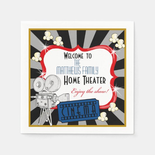 Personalisierte Zuhause Theater Movie Napkins Serviette (Vorderseite)