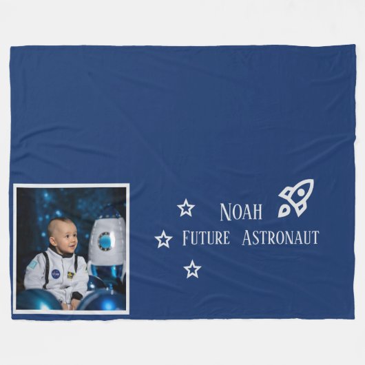 Personalisierte zukünftige Astronautenkinder Fleecedecke (Vorderseite (Horizontal))