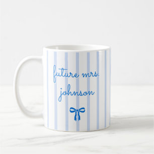 Personalisierte zukünftige Mrs Stripe verlobt Brau Kaffeetasse
