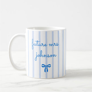 Personalisierte zukünftige Mrs Stripe verlobt Brau Kaffeetasse