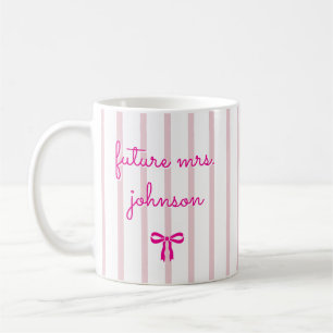 Personalisierte zukünftige Mrs Stripe verlobte zuk Kaffeetasse