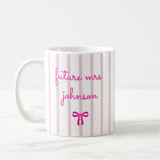 Personalisierte zukünftige Mrs Stripe verlobte zuk Kaffeetasse
