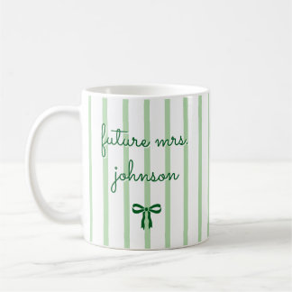 Personalisierte zukünftige Mrs Stripe verlobte zuk Kaffeetasse