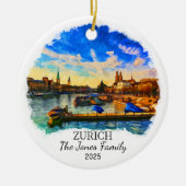 Personalisierte Zürcher Ornament, Schweiz Geschenk Keramik Ornament (Vorne)