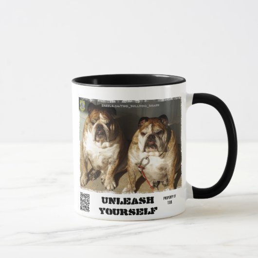 Personalisierte zwei Bulldoggen-Marken-Tasse Tasse (Rechts)