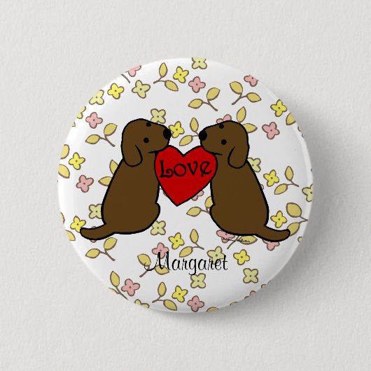 Personalisierte zwei Choco Labradors mit Button (Vorderseite)