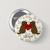 Personalisierte zwei Choco Labradors mit Button (Vorne & Hinten)