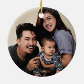Personalisierte Zweier-Foto-Doppelfamilie Keramik Ornament (Hinten)