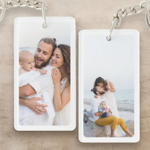 Personalisierte Zweier-Foto-Familie Schlüsselanhänger