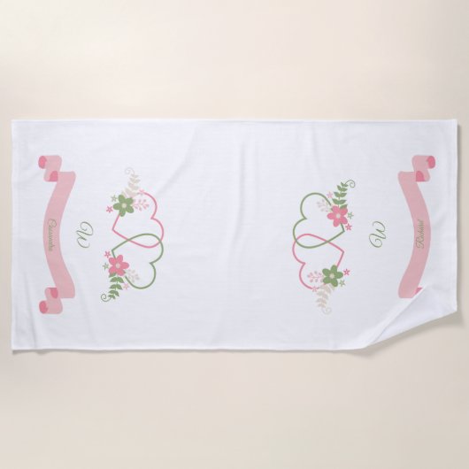 Personalisierte Zweierharzen neu verheiratet Strandtuch (Vorderseite)