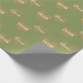 Personalisierte, zweifache, goldene Herzen, Moos-D Geschenkpapier (Ecke)