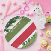 Personalisierte Zweigstelle Rot und Grün Pappteller (Party)