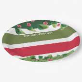 Personalisierte Zweigstelle Rot und Grün Pappteller (Schrägansicht)
