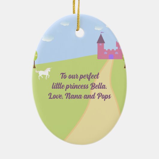 Personalisierte zweiseitige Prinzessverzierung Keramik Ornament (Hinten)