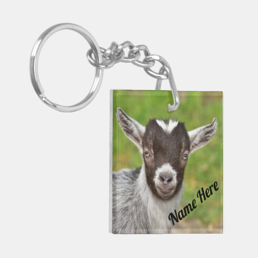 Personalisierte Zwergziege Schlüsselanhänger (Vorderseite links)