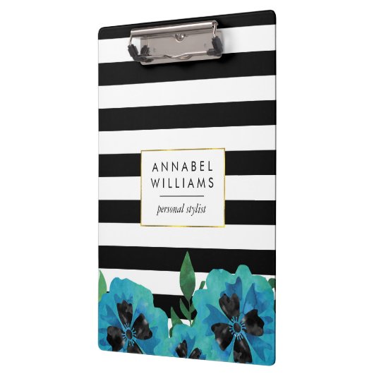 Personalisierte Zwischenablage aus schwarzem Strei Klemmbrett (Links)