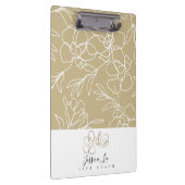Personalisierte Zwischenablage Floral Khaki Klemmbrett (Rechts)