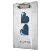 Personalisierte Zwischenablage für blaue Herzen Klemmbrett (Links)