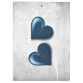 Personalisierte Zwischenablage für blaue Herzen Klemmbrett (Rückseite)