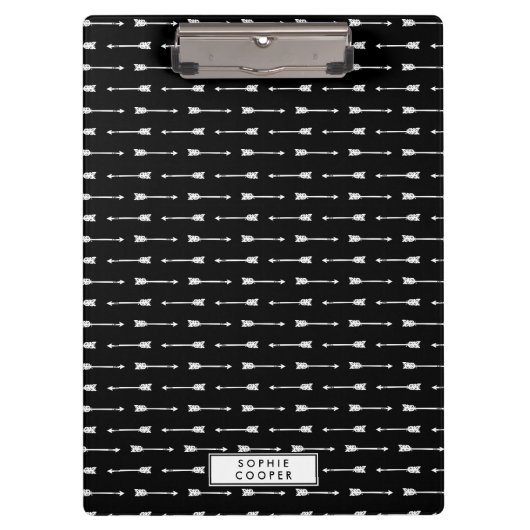 Personalisierte Zwischenablage für Schwarzweißpfei Klemmbrett (Vorderseite)