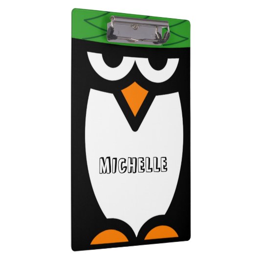 Personalisierte Zwischenablage mit lustigem Pingui Klemmbrett (Rechts)
