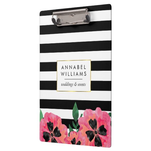 Personalisierte Zwischenablage Schwarzer Streifen Klemmbrett (Links)