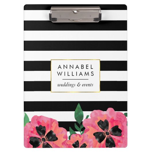 Personalisierte Zwischenablage Schwarzer Streifen Klemmbrett (Vorderseite)