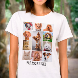 Personalisierten 11 Schwarzweißgitter für Haustier T-Shirt
