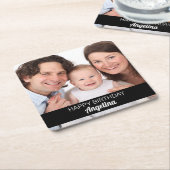 Personalisierten 1 Foto Glücklich Geburtsdatum Nam Rechteckiger Pappuntersetzer (angewinkelt)