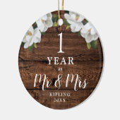 Personalisierten 1-Jahres-Jubiläum als Mr. & Mrs. Keramik Ornament (Links)