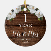 Personalisierten 1-Jahres-Jubiläum als Mr. & Mrs. Keramik Ornament (Hinten)
