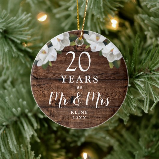 Personalisierten 20 Jahre Hochzeit Jahrestag Rusti Keramik Ornament (Baum)