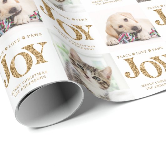 Personalisierten 2 Foto Haustier Hund JOY Goldenes Geschenkpapier (Rolleneckpunkt)