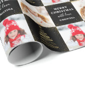 Personalisierten 2 Foto Schwarzer Gold Weihnachtsf Geschenkpapier (Rolleneckpunkt)