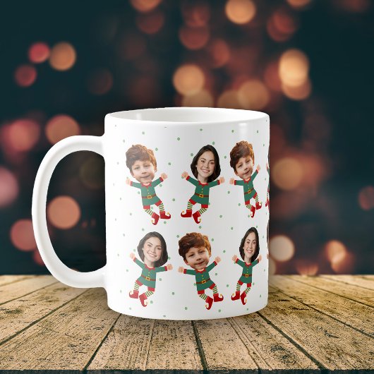 Personalisierten 2 Fotos Funny Christmas Elf Kind Kaffeetasse