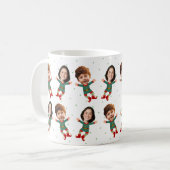 Personalisierten 2 Fotos Funny Christmas Elf Kind Kaffeetasse (Vorderseite Links)